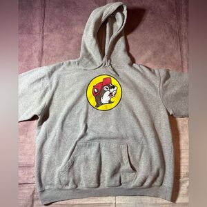 Buc-Ees Hoodie Sweatshirt Men’s Sz 2XL XXL Gray Bucees Beaver Logo Pullover Big
